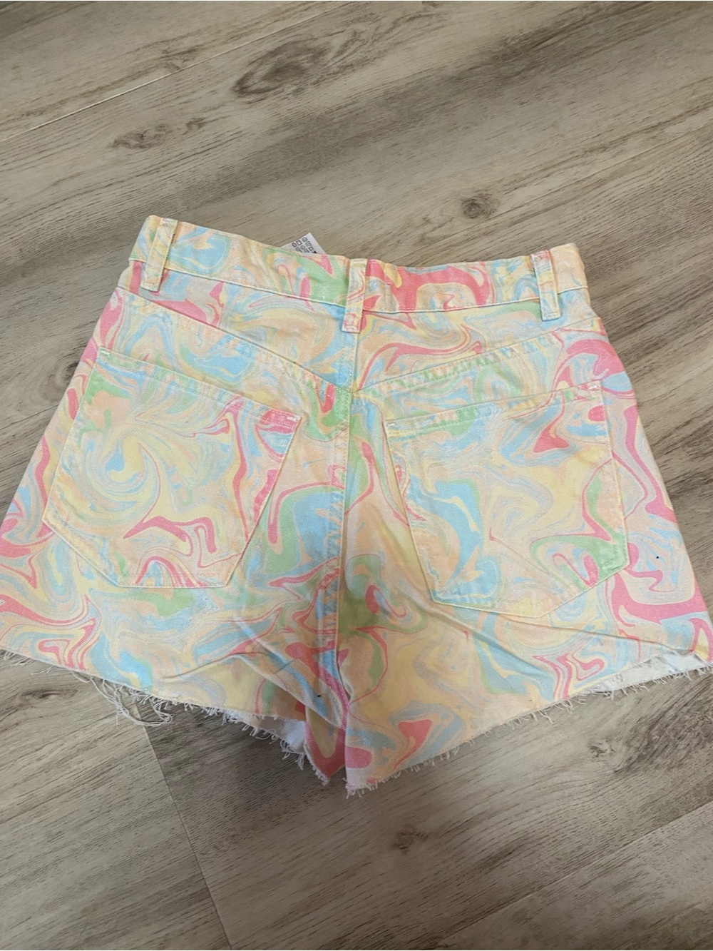 Zara Rainbow Marble High-Rise Denim Shorts- NWOT - Picture 11 of 15